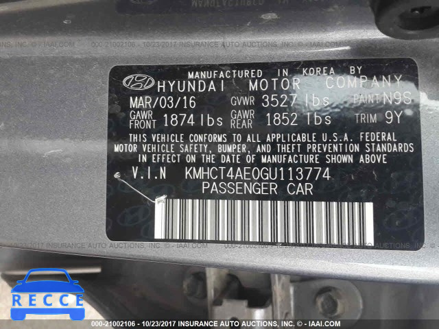 2016 Hyundai Accent KMHCT4AE0GU113774 image 8