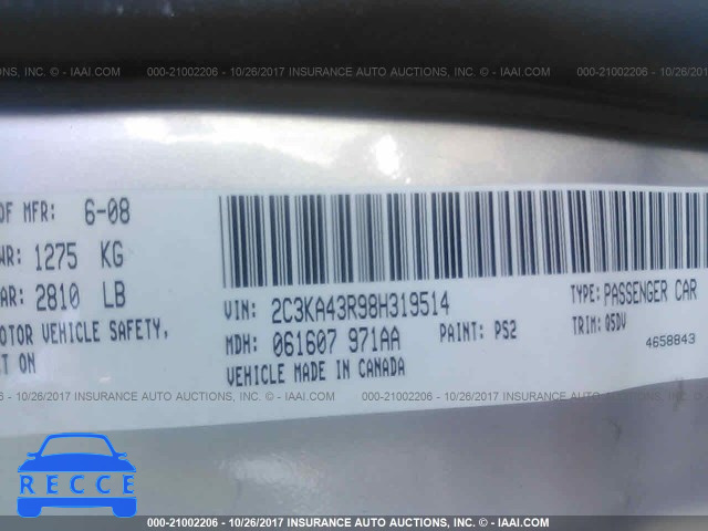 2008 Chrysler 300 2C3KA43R98H319514 image 8