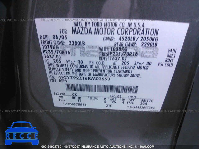 2006 Mazda Tribute I 4F2YZ92Z16KM03653 image 8