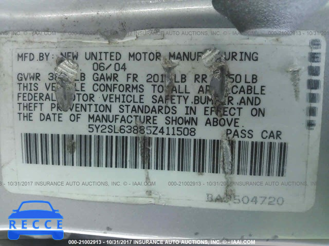 2005 Pontiac Vibe 5Y2SL63885Z411508 image 8