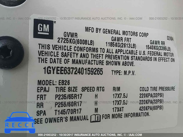 2004 Cadillac SRX 1GYEE637240159265 image 8