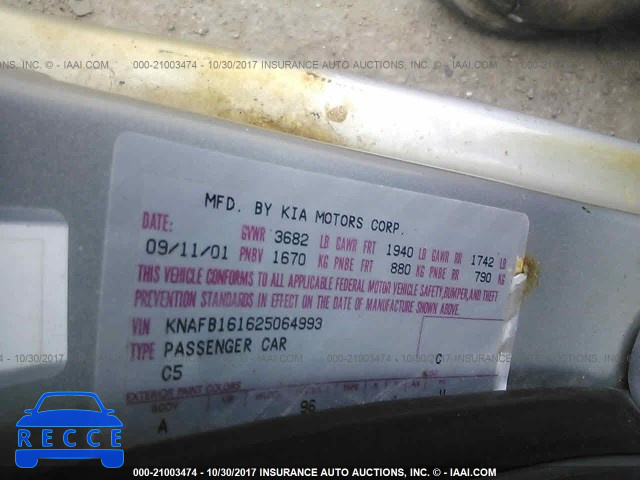 2002 KIA Spectra GS/GSX KNAFB161625064993 image 8