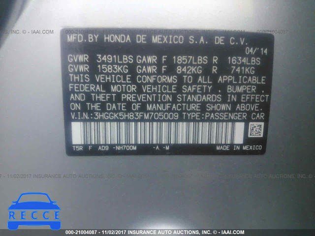 2015 Honda FIT EX/EXL 3HGGK5H83FM705009 image 8