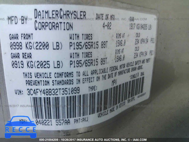 2002 Chrysler PT Cruiser CLASSIC 3C4FY48B32T351099 Bild 8