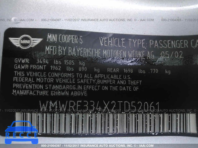 2002 Mini Cooper S WMWRE334X2TD52061 image 8