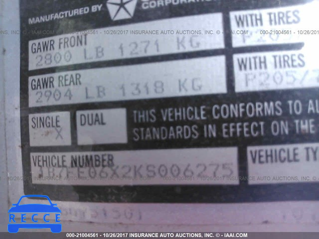 1989 Dodge D-series D100 1B7FE06X2KS006275 image 8