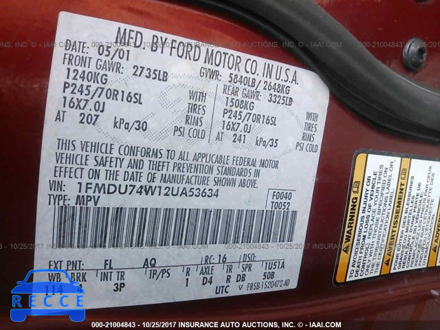 2002 Ford Explorer EDDIE BAUER 1FMDU74W12UA53634 image 8
