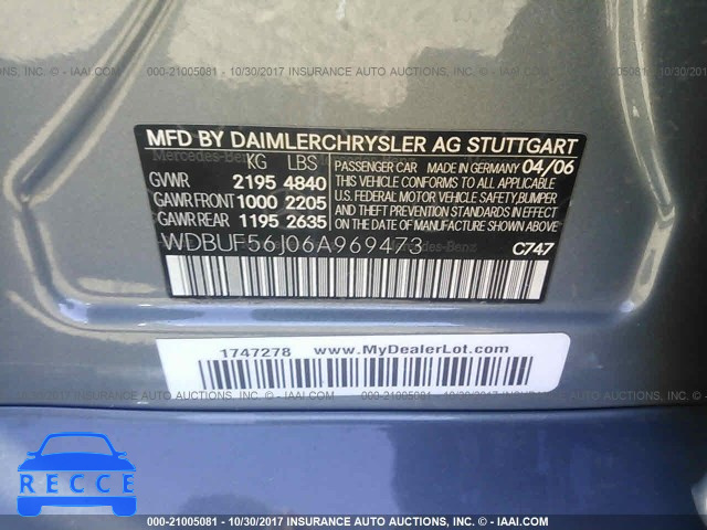 2006 Mercedes-benz E 350 WDBUF56J06A969473 зображення 8