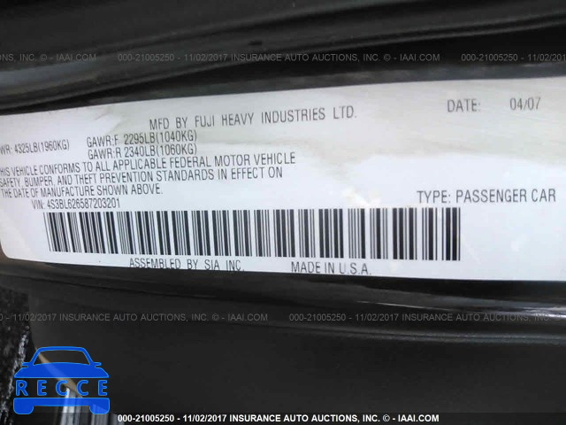 2008 Subaru Legacy 2.5I LIMITED 4S3BL626587203201 image 8