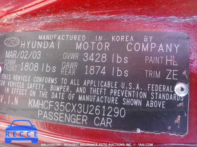 2003 Hyundai Accent L KMHCF35CX3U261290 image 8