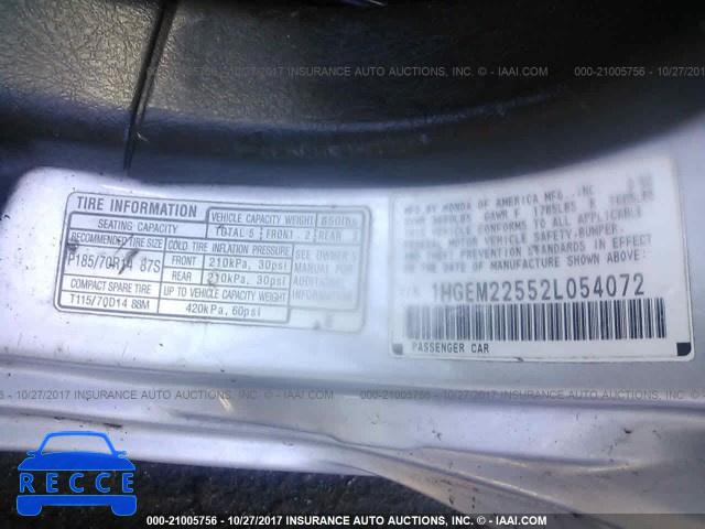 2002 Honda Civic 1HGEM22552L054072 image 8