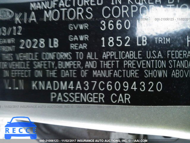 2012 KIA RIO LX KNADM4A37C6094320 image 8