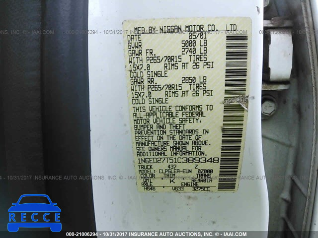 2001 Nissan Frontier CREW CAB XE/CREW CAB SE 1N6ED27T51C389348 image 8