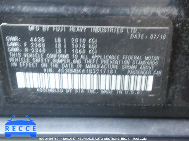 2011 Subaru Legacy 2.5I LIMITED 4S3BMBK61B3217181 Bild 8