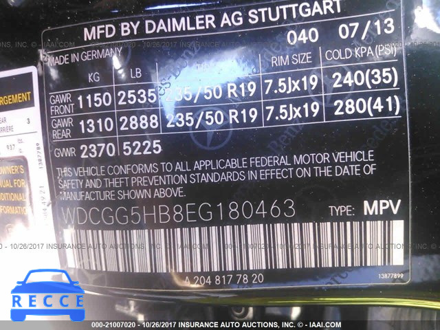2014 Mercedes-benz GLK 350 WDCGG5HB8EG180463 зображення 8