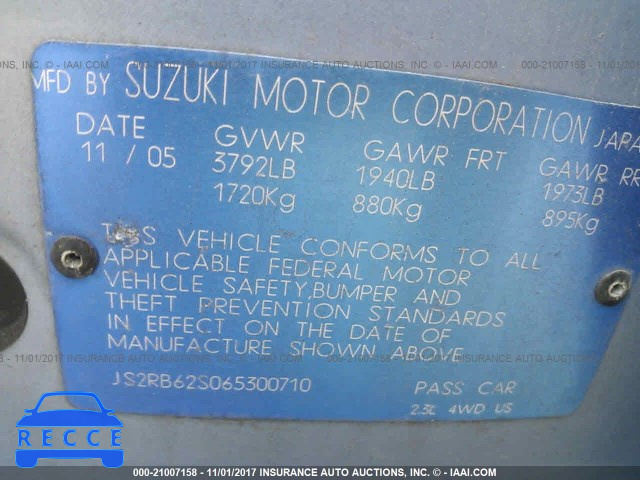 2006 Suzuki Aerio JS2RB62S065300710 image 8