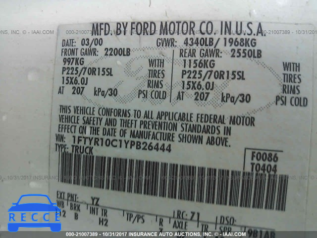 2000 Ford Ranger 1FTYR10C1YPB26444 image 8
