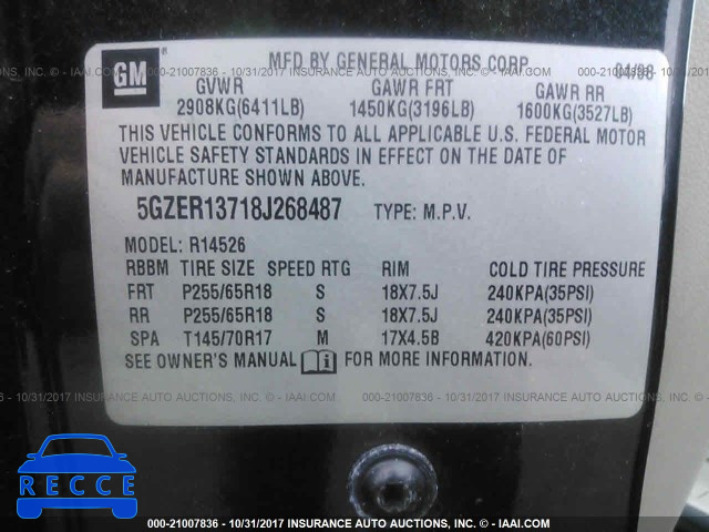 2008 SATURN OUTLOOK XE 5GZER13718J268487 image 8