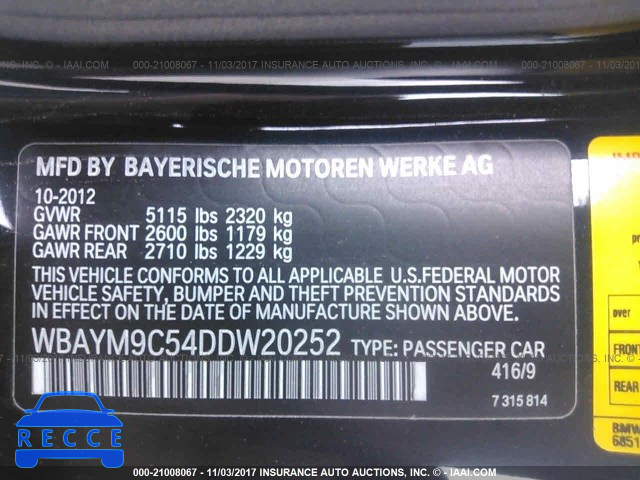 2013 BMW 650 I WBAYM9C54DDW20252 image 8