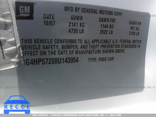 2008 Buick Lucerne CX 1G4HP57208U143954 image 8