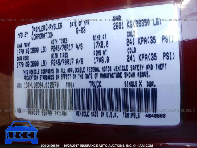 2004 Dodge RAM 1500 1D7HU16D04J112570 image 8