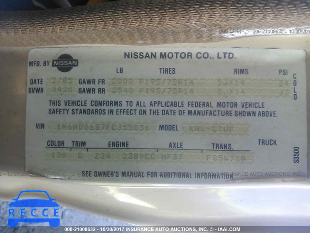 1985 Nissan 720 KING CAB 1N6ND06S7FC355836 зображення 8