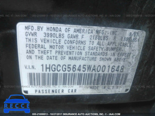 1998 HONDA ACCORD 1HGCG5645WA001648 image 8