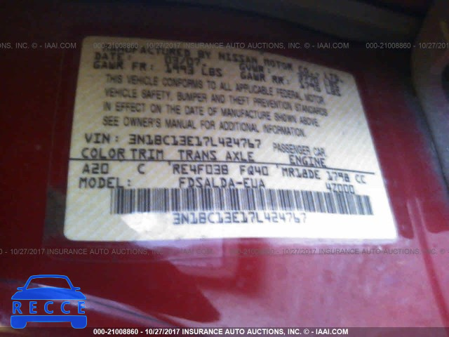 2007 Nissan Versa 3N1BC13E17L424767 image 8