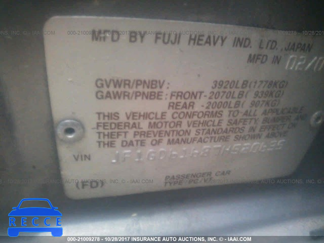 2007 SUBARU IMPREZA 2.5I JF1GD61687H520635 image 8