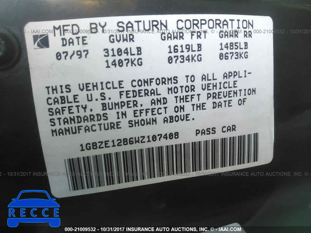 1998 Saturn SC1 1G8ZE1286WZ107408 image 8