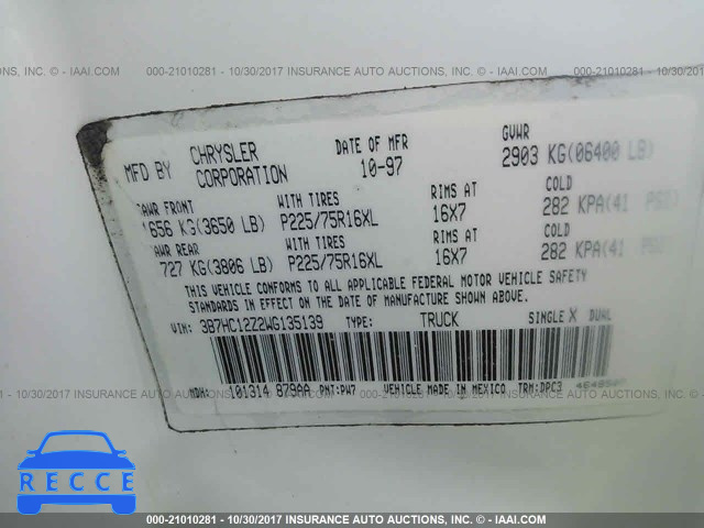1998 Dodge RAM 1500 3B7HC12Z2WG135139 Bild 8