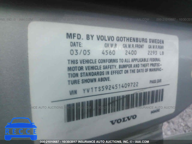 2005 Volvo S80 2.5T YV1TS592451409722 зображення 8