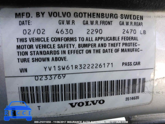 2002 Volvo V70 YV1SW61R322226171 image 8
