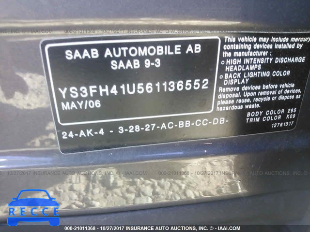 2006 Saab 9-3 YS3FH41U561136552 image 8
