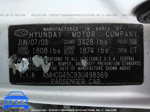 2003 Hyundai Accent GL KMHCG45C93U498369 image 8