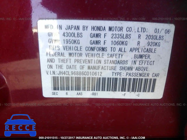 2006 ACURA TSX JH4CL96886C010612 image 8