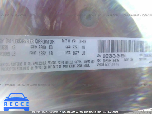 2004 Dodge Neon SXT 1B3ES56C94D543264 image 8
