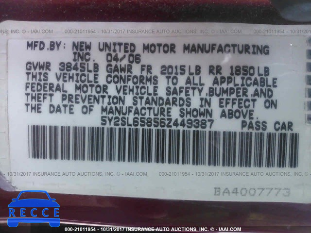 2006 Pontiac Vibe 5Y2SL65856Z449387 image 8