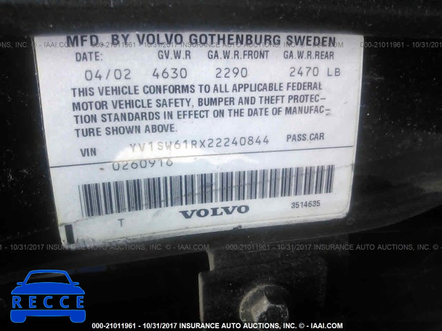 2002 Volvo V70 YV1SW61RX22240844 image 8