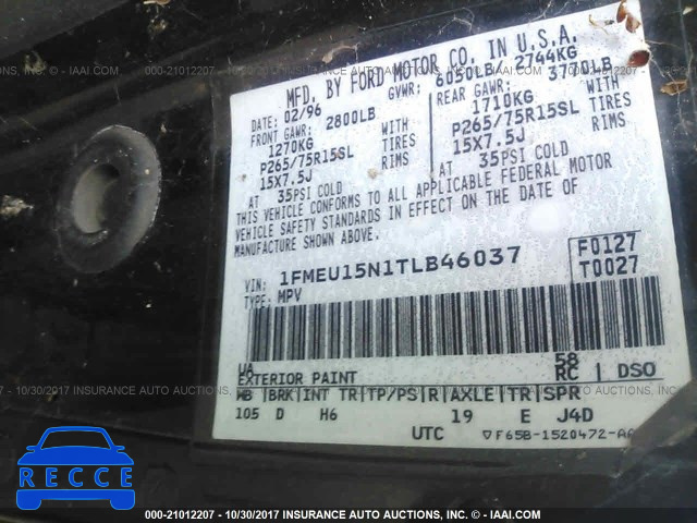 1996 FORD BRONCO 1FMEU15N1TLB46037 image 8