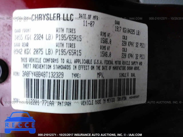 2008 Chrysler PT Cruiser 3A8FY48B48T132329 image 8