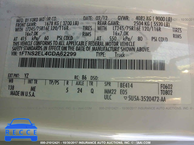 2012 Ford Econoline E250 VAN 1FTNS2EL4CDA62299 image 8
