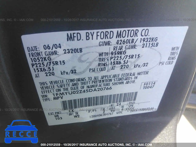 2005 Ford Escape 1FMYU02Z45DA20766 image 8