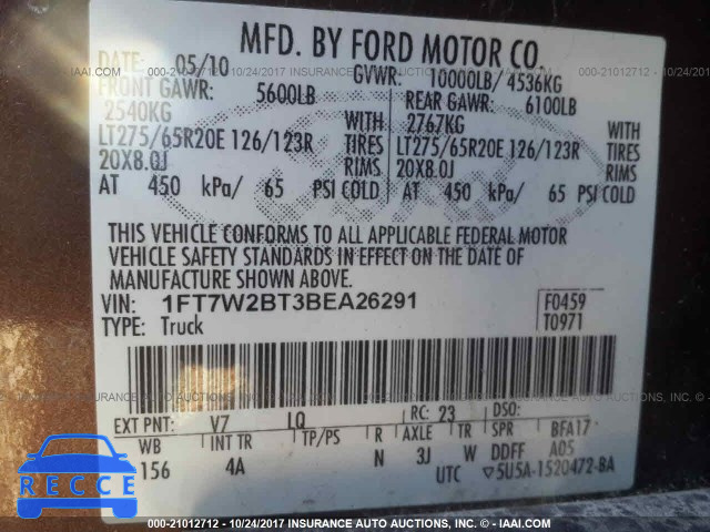 2011 Ford F250 1FT7W2BT3BEA26291 Bild 8
