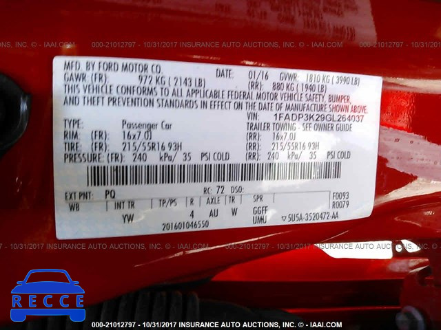 2016 Ford Focus 1FADP3K29GL264037 image 8