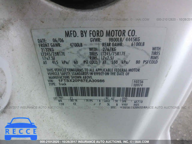 2007 Ford F250 1FTSX20P87EA30986 image 8