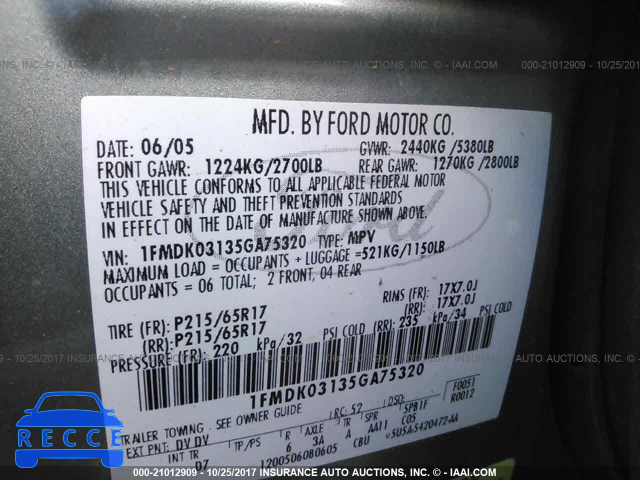 2005 FORD FREESTYLE 1FMDK03135GA75320 image 8