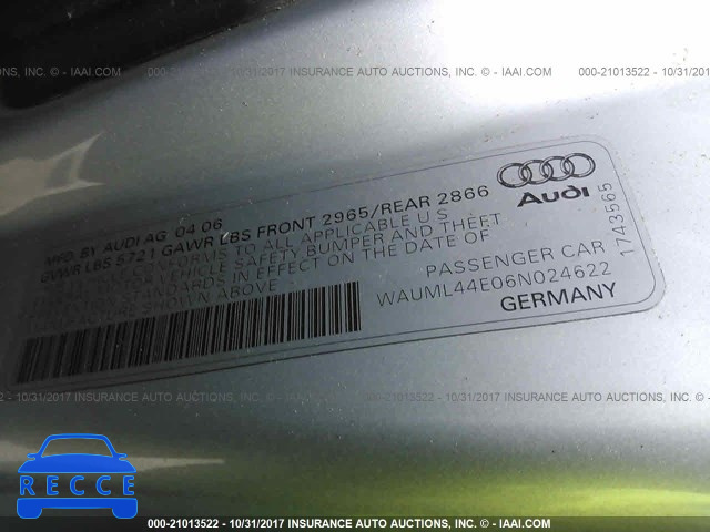 2006 Audi A8 L QUATTRO WAUML44E06N024622 image 8
