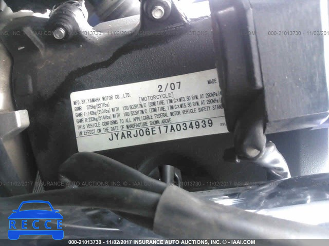 2007 Yamaha YZFR6 S JYARJ06E17A034939 зображення 9