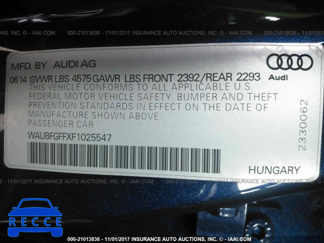 2015 Audi A3 PREMIUM WAUBFGFFXF1025547 image 8